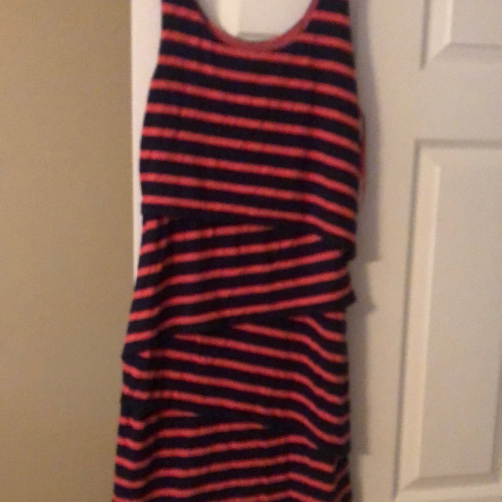 EUC loft striped knee length dress